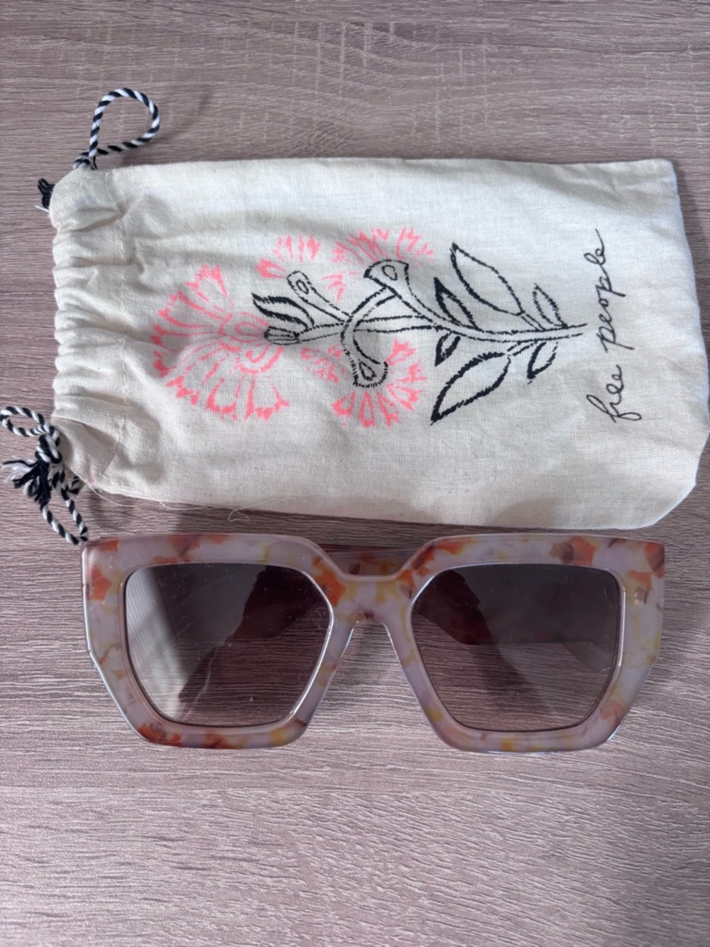 Free People Tortoiseshell Square Sunglasses